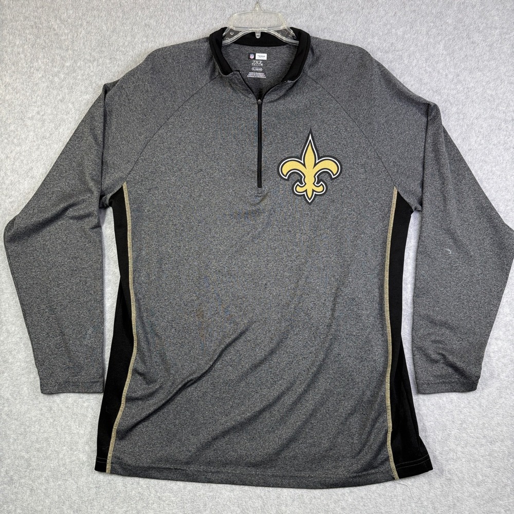 NFL Team Apparel Saints Pullover 3/4 Zip Jacket Mens XL Gray Good TX3 Cool